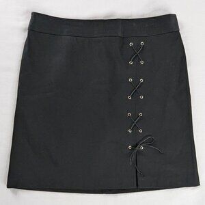 VTG Cache Black Front Slit Lace Up Mini Skirt Whimsygoth NEW